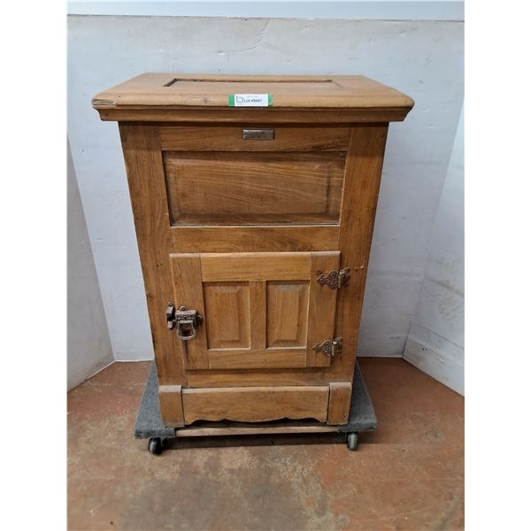 * Vintage Wooden Ice Box - 25x17x37" - Cannot Ship, Dolly Not Included