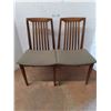 Image 1 : (2) MCM Teak Dining Chairs w/Grey-Brown Fabric - 35" High Back - Cannot Ship