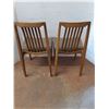 Image 2 : (2) MCM Teak Dining Chairs w/Grey-Brown Fabric - 35" High Back - Cannot Ship