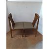 Image 3 : (2) MCM Teak Dining Chairs w/Grey-Brown Fabric - 35" High Back - Cannot Ship