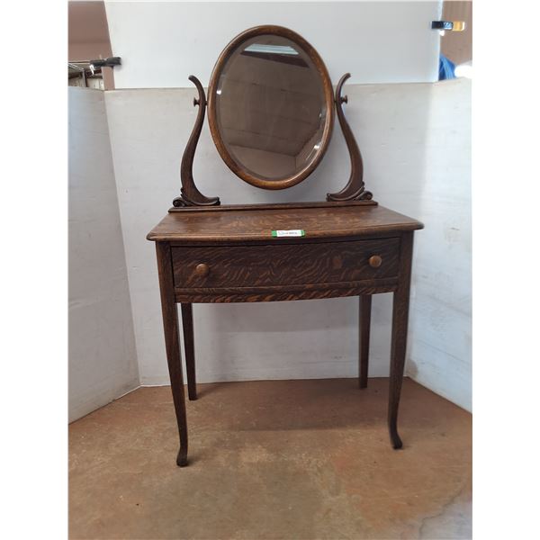 * "Quarter Cut" Oak Wash Stand Vanity - 32x31x19" + 24" High Mirror - Pickup Only