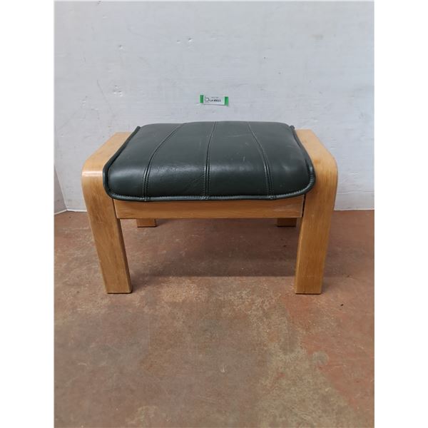 * MCM Dark Green Faux Leather Foot Stool - 22x15x14" - Pickup Only
