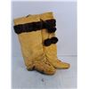 Image 2 : Pair of Animal Skin Mukluks - 10.5" Length - Approx Size Men's 8