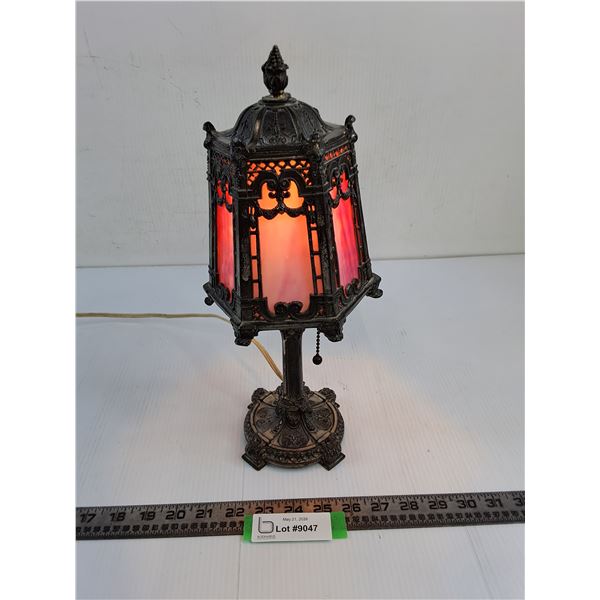 Antique Brass  'Art Nouveau' Boudoir Table Lamp - 13.5" Tall - Tested