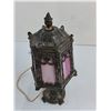 Image 2 : Antique Brass  'Art Nouveau' Boudoir Table Lamp - 13.5" Tall - Tested