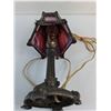 Image 3 : Antique Brass  'Art Nouveau' Boudoir Table Lamp - 13.5" Tall - Tested