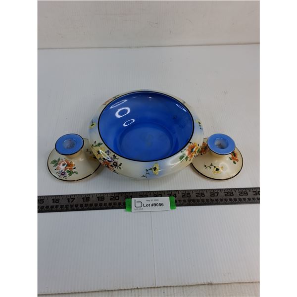 Vintage 'Kiralpo Ware' Bowl & Candle Holders from England