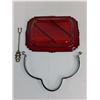 Image 2 : Vintage New Martinsville "Oscar" Pattern Ruby Red Glass Segmented Tray w/Chrome Handle & Pickle Fork