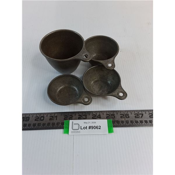 Set of 4 Antique Metal Measuring Cups