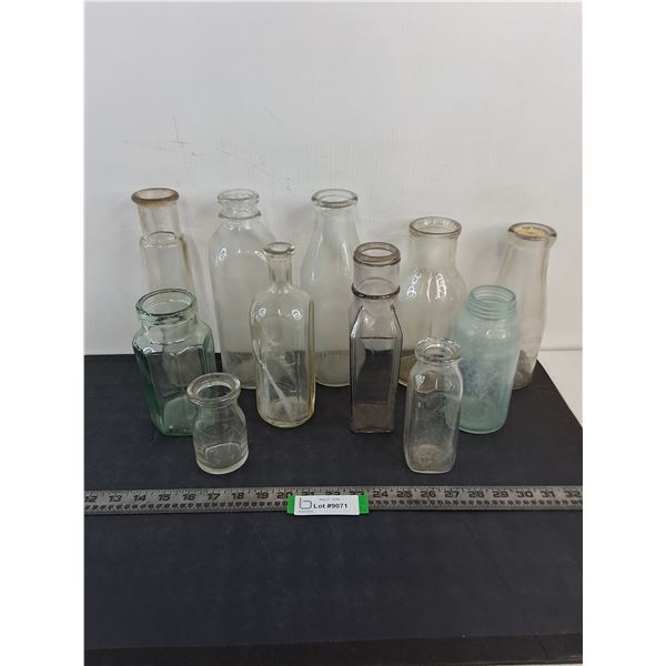 (11) Assorted Vintage Glass Bottles - Cannot Ship