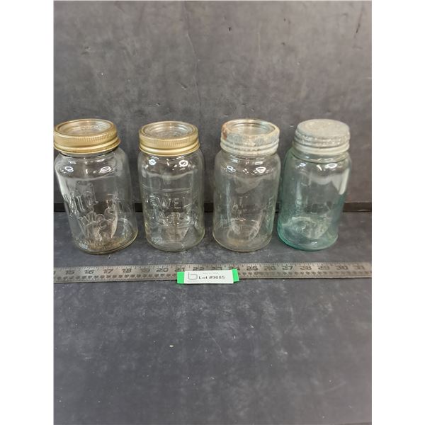 (4) Vintage Canning Jars w/Lids - Cannot Ship