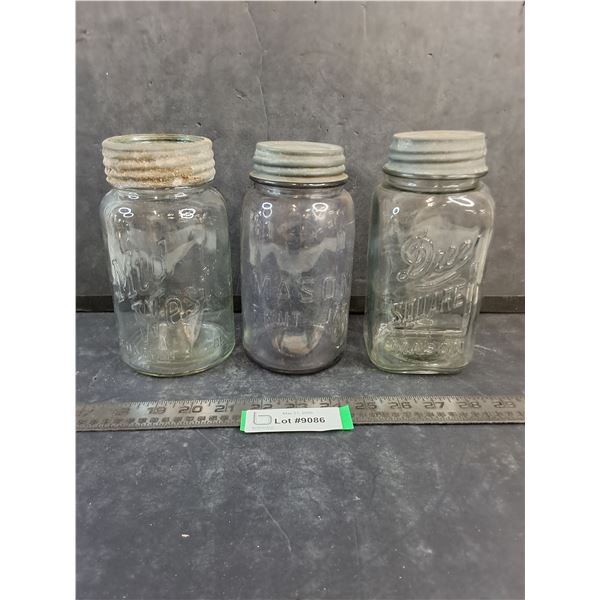 (3) Vintage Canning Jars w/Lids - Cannot Ship