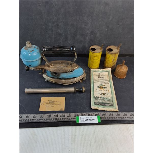Vintage Coleman 4A Sad Iron w/Original Manual & Accessories