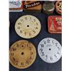 Image 6 : Assorted Vintage Containers & Tins, Clock Faces, Misc.