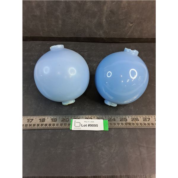 (2) Antique Lightning Rod Milk Glass Balls - Pickup Preferred