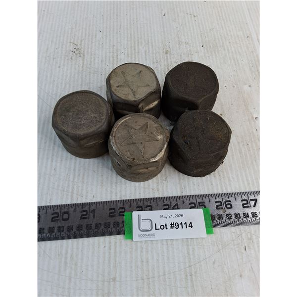 (5) Vintage Grease Hubcaps (4 Are Durant Star)
