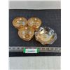 Image 1 : (4) Jeanette Marigold "Iris & Herringbone" Chipped Sherbet Cups & Candy Dish