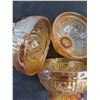 Image 3 : (4) Jeanette Marigold "Iris & Herringbone" Chipped Sherbet Cups & Candy Dish