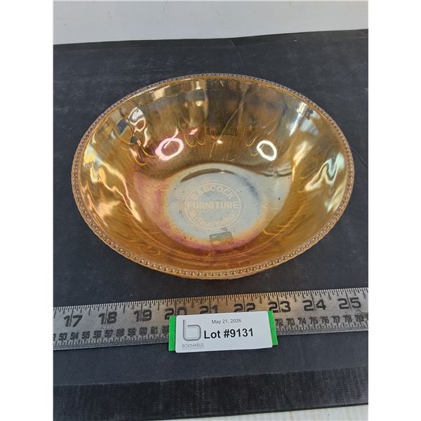 Vintage "Badcock Furniture" Promotional Jeanette Marigold "Iris & Herringbone" 8" Bowl