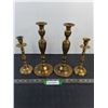 Image 1 : (4) Brass Candle Holders - Tallest 11.5" High