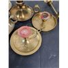 Image 2 : Assorted Brass & Glass Candle Holders, Candles & Snuffer