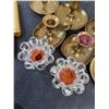 Image 3 : Assorted Brass & Glass Candle Holders, Candles & Snuffer