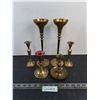 Image 1 : (6) Brass Candle Holders - Tallest 10.5" High