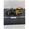 Image 1 : (2) Vehicle Ornaments (Brass Model 'T' & Resin Tractor)