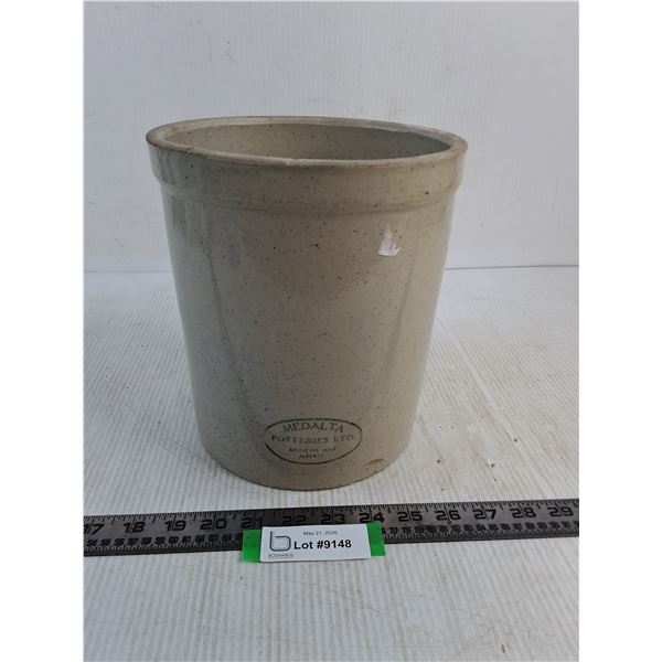 Vintage Medalta Stoneware Crock - 8" Diameter x 9" High - Pickup Preferred