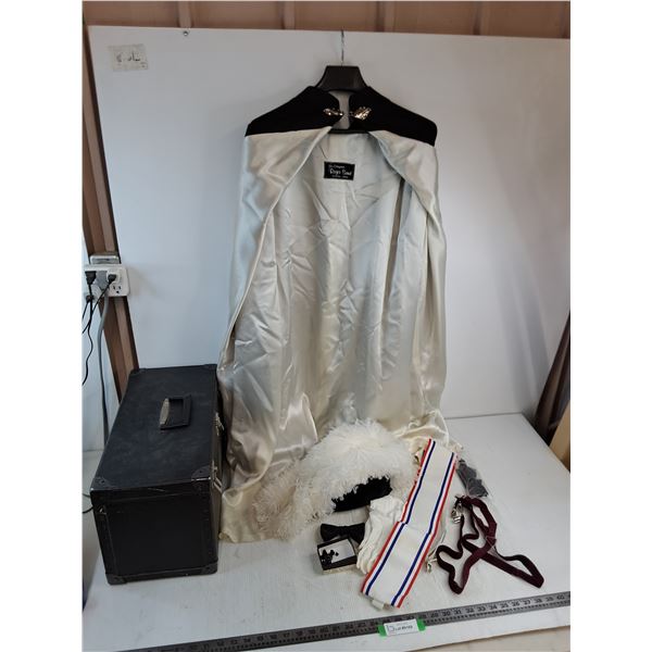 Roger Sauve Cape & Chapeau, Gloves, Suspenders, Ties, Buttons, Storage Tote