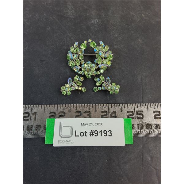 Vintage Sherman Uranium Brooch & Earrings Set