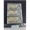 Image 1 : (3) Canadian $1 Bills from 1973