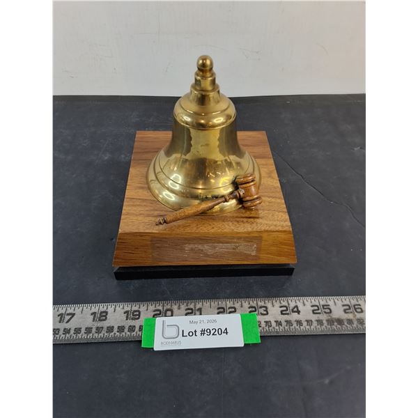 Nothers Mounted Brass Bell & Wooden Gavel Ornament