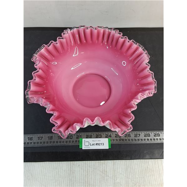 Fenton Pink "Peach Crest" Art Glass Bowl - 13" Diameter