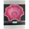 Image 1 : Fenton Pink "Peach Crest" Art Glass Bowl - 13" Diameter
