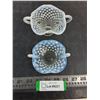 Image 1 : (2) Vintage Fenton Art Glass French Opalescent Hobnail Ruffled Edge Bon-Bon Dishes