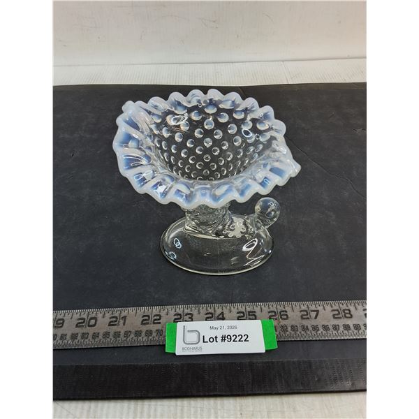 Vintage Fenton Opalescent Hobnail Art Glass Cornucopia Candle Holder