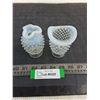 Image 1 : (2) Vintage Fenton Art Glass Hobnail White Opalescent Vases
