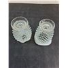 Image 3 : (2) Vintage Fenton Art Glass Hobnail White Opalescent Vases