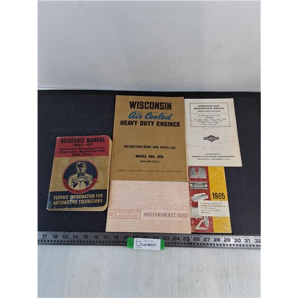 (5) Assorted Vintage Shop/User/Parts Manuals