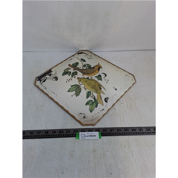 Vintage 14" x 14" Wall Mirror Featuring 2 Birds on a Branch