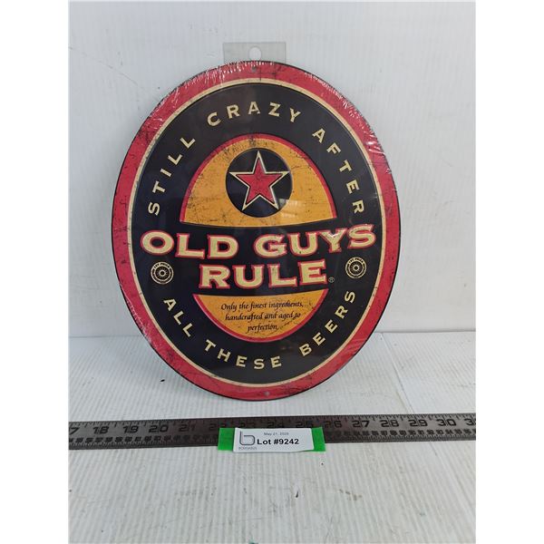 Sealed 'Open Road' "Old Guys Rule" 10" x 12" Novelty Sign