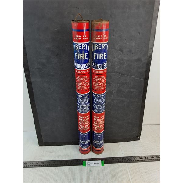 (2) Antique Unused Liberty Fire Extinguishers - 22" Length - Cannot Ship