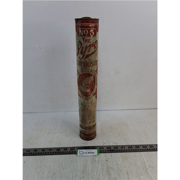 Unused Antique "The Pyro" #5 Fire Extinguisher - 16" Tall