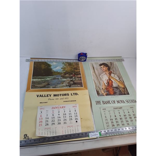 (2) Promotional 1952 Wall Calendars
