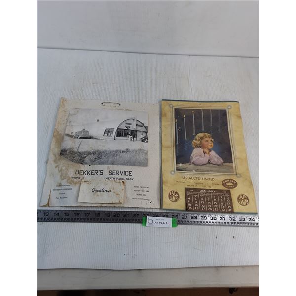 (2) Vintage Promotional Wall Calendars