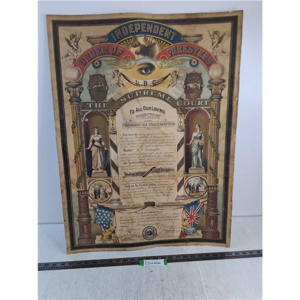 Vintage 23" x 30" Double-Sided Poster (Foresters Supreme Court, Pompeii Children) - PU Preferred