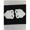 Image 2 : Pair of Vintage Chalkware "Green Fish" Wall Decor - 1 Chip