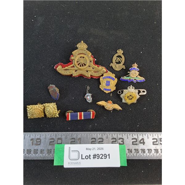 (11) Vintage Canadian Military Badges, Buttons & Pins