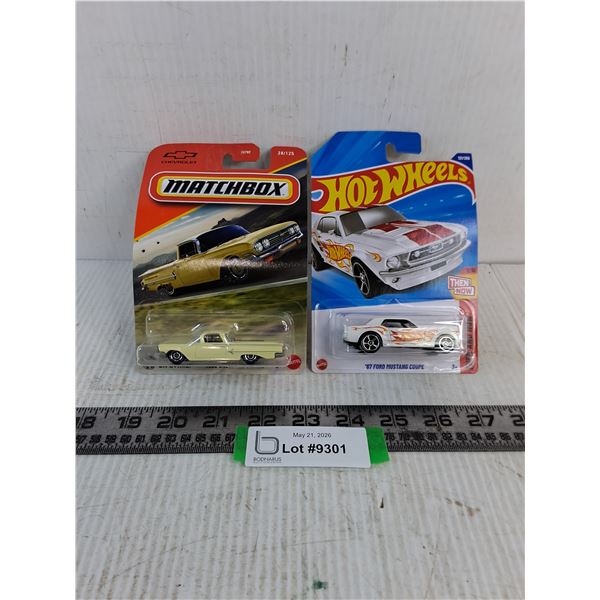 (2) NIB Diecast Toy Vehicles (Matchbox 1960 Chevy El Camino & Hot Wheels 67 Ford Mustang Coupe)